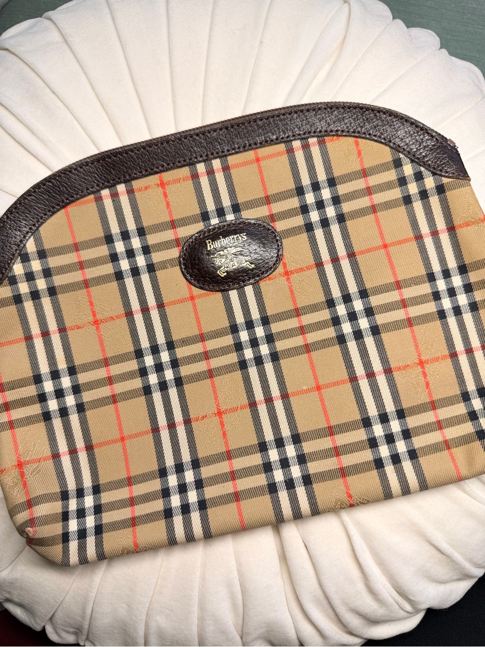Burberry Vintage Nova Check Brown Canvas Pouch